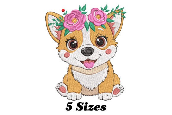 Floral Corgi Puppy Embroidery Design Review