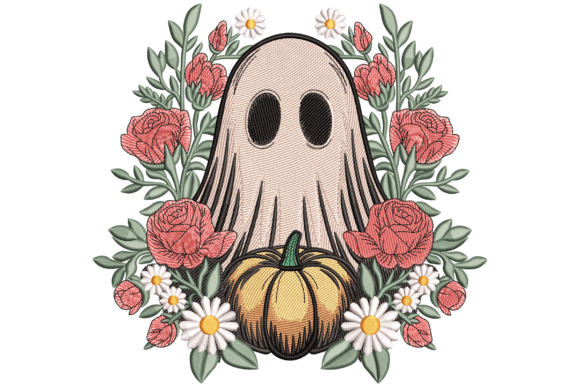 Floral Ghost with Pumpkin