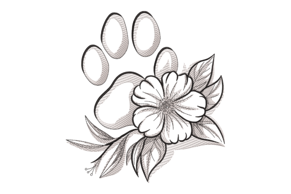 Floral Paw Print: A Thoughtful Embroidery Design for Meaningful Gifts