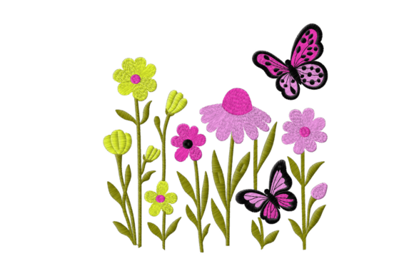 Flowers with Butterflies Embroidery