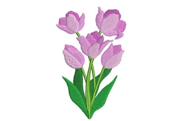 Purple Flower Bouquets: Elegant Floral Embroidery for Handmade Gifts