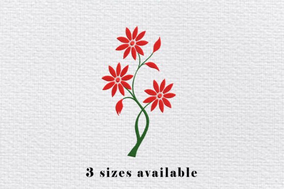 Red Daisy Flower Embroidery Design
