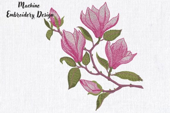 Spring Pink Magnolia Flowers Branch