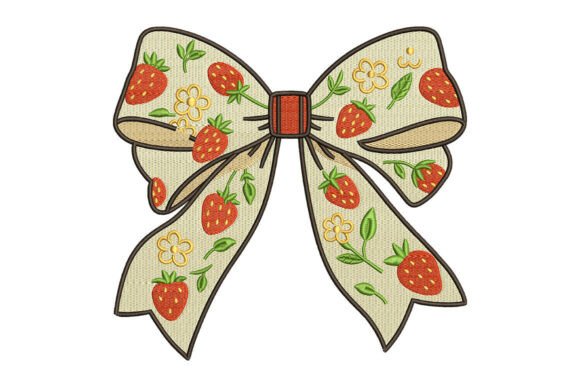 Strawberry Bow Embroidery
