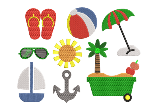 Summer Beach Embroidery Design Pack