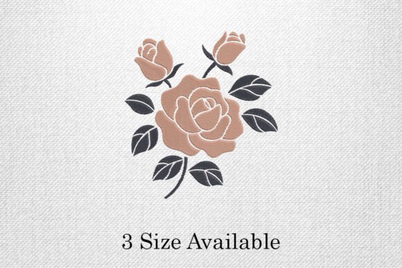 Vintage Rose Bloom Embroidery Design